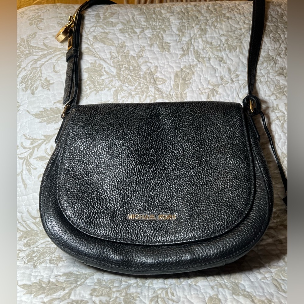Michael Kors Leather Bedford Flap Crossbody Saddle Bag, Minimalist Quiet Luxury - Picture 15 of 15